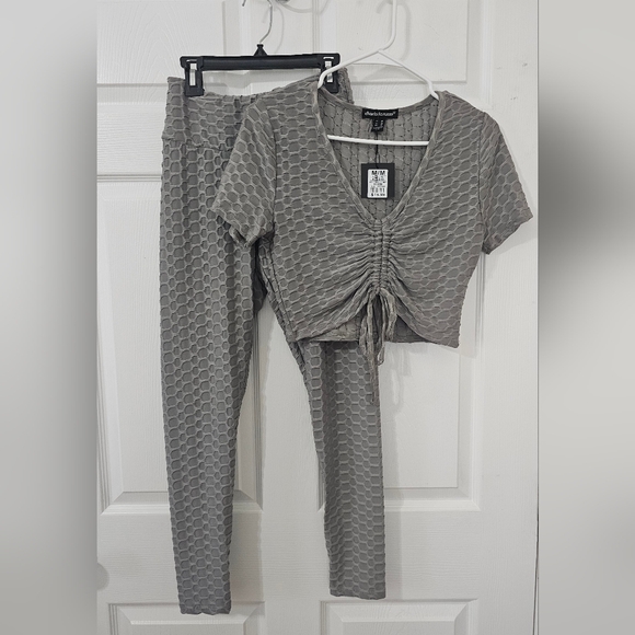 Gray Textured Two-Piece Set - Picture 1 of 3